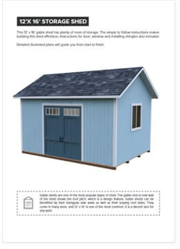 3D Rendered Images for Reality Check (12x16 Gable Storage Shed Plan Double Door)