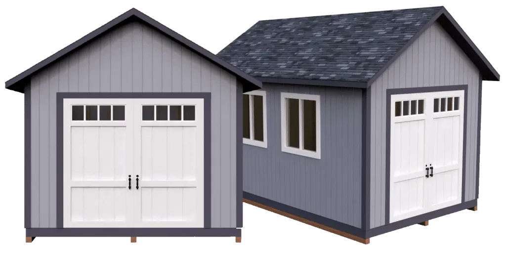two shed buildings