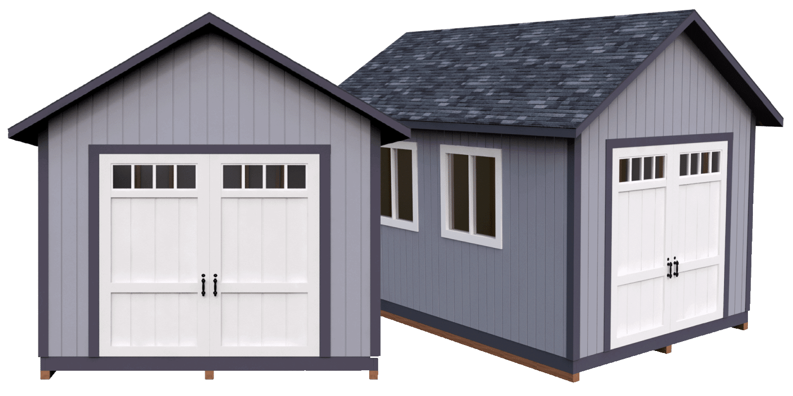 two shed buildings