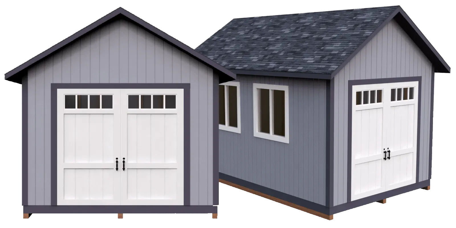 two shed buildings