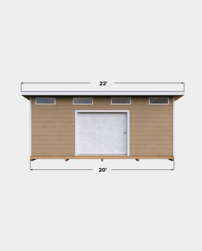 14x20 Lean-To shed plan front view
