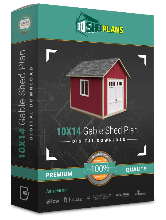 10x14 Gable Storage Shed Plan PDF