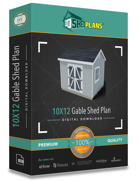 10X12 Gable Shed Plan by 3DSHEDPLANS&trade;, digital download