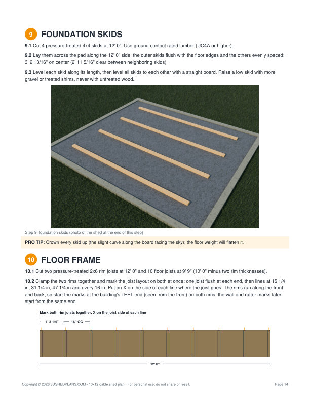 Simple, Easy to Understand Step by Step Instructions (10x12 Gable Storage Shed Plan)