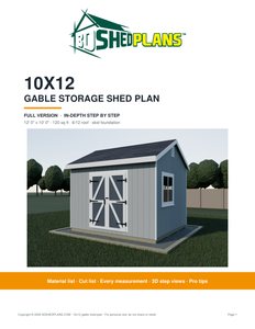 Cover page of the 10x12 Gable Storage Shed Plan