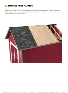 Roof rafters page of the 10x14 Gable Storage Shed Plan