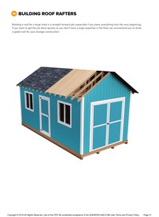 Roof rafters page of the 10x20 Gable Storage Shed Plan
