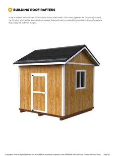 Roof rafters page of the 12x10 Gable Storage Shed Plan