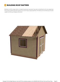 Roof rafters page of the 12x12 Gable Storage Shed Plan
