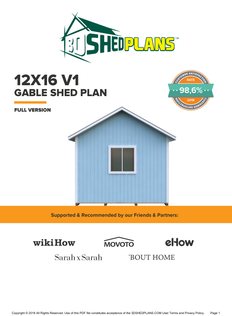 Cover page of the 12x16 Gable Storage Shed Plan Single Door