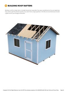 Roof rafters page of the 12x16 Gable Storage Shed Plan Single Door