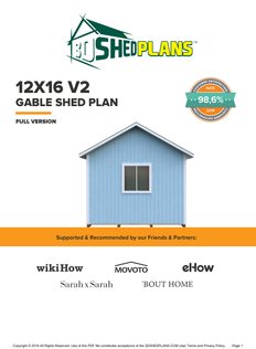 Cover page of the 12x16 Gable Storage Shed Plan Double Door