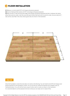 Floor installation page of the 12x16 Gable Storage Shed Plan Double Door