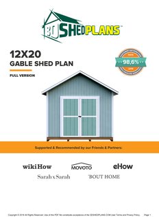 Cover page of the 12x20 Gable Storage Shed Plan