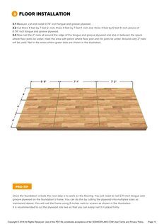 Floor installation page of the 12x20 Gable Storage Shed Plan