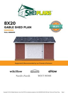 Cover page of the 8x20 Gable Storage Shed Plan