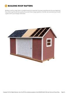 Roof rafters page of the 8x20 Gable Storage Shed Plan