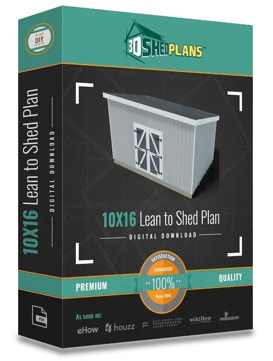 10x16 Lean-To Storage Shed Plan PDF