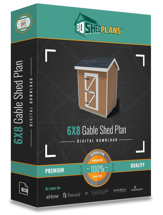 6X8 Gable Shed Plan by 3DSHEDPLANS™, digital download