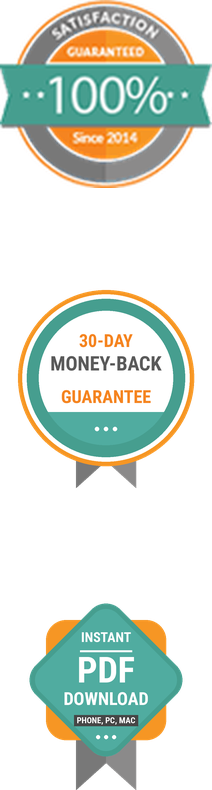 100% satisfaction guaranteed, 30-day money-back guarantee and instant PDF download badges
