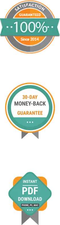 100% satisfaction guaranteed, 30-day money-back guarantee and instant PDF download badges