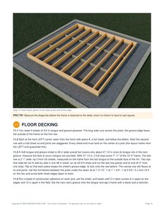 Floor installation page of the 10x10 Lean-To Storage Shed Plan