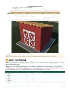 Roof rafters page of the 10x10 Lean-To Storage Shed Plan