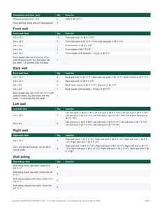 Material list page of the 10x12 Lean-To Storage Shed Plan