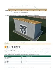 Roof rafters page of the 10x16 Lean-To Storage Shed Plan