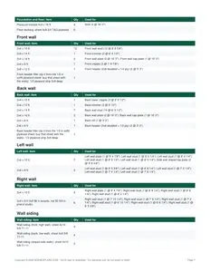 Material list page of the 10x16 Lean-To Storage Shed Plan