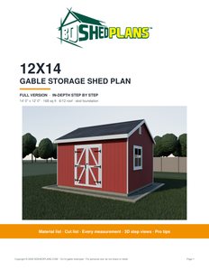Cover page of the 12x14 Gable Storage Shed Plan