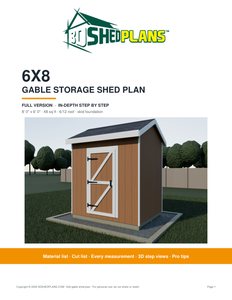 Cover page of the 6x8 Gable Storage Shed Plan