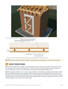 Roof rafters page of the 6x8 Gable Storage Shed Plan