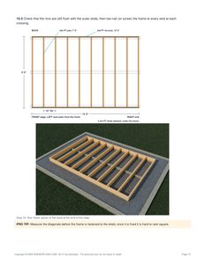Floor installation page of the 8x12 Hip Roof Storage Shed Plan