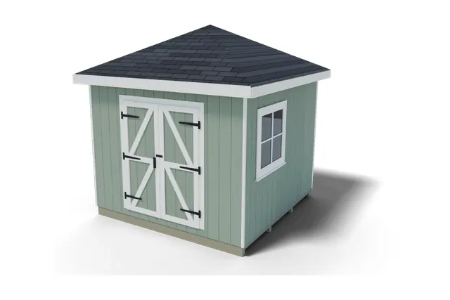 10×10 Hip Roof shed plan, 3D view