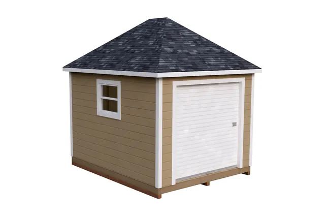 10×12 Hip Roof shed plan, 3D view