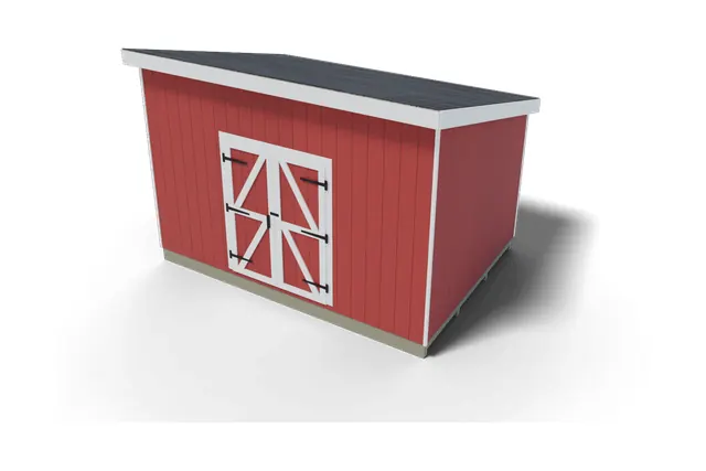 10×14 Lean-to shed plan, 3D view