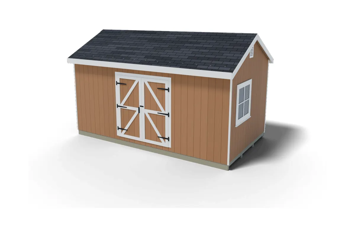 10×18 Gable shed, 3D render from the plan