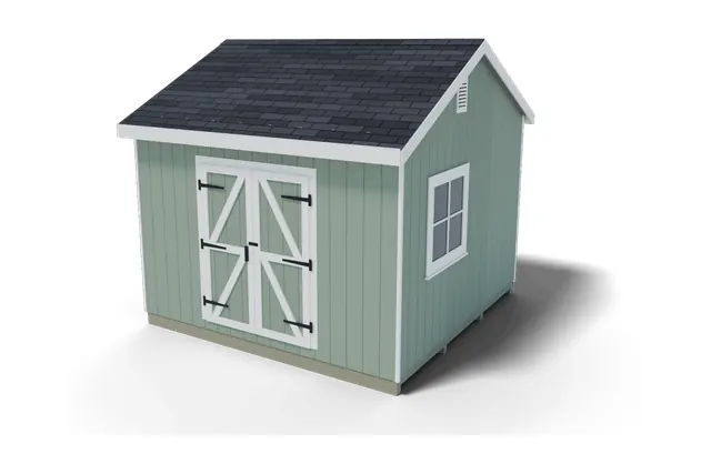 12×12 Gable shed plan, 3D view