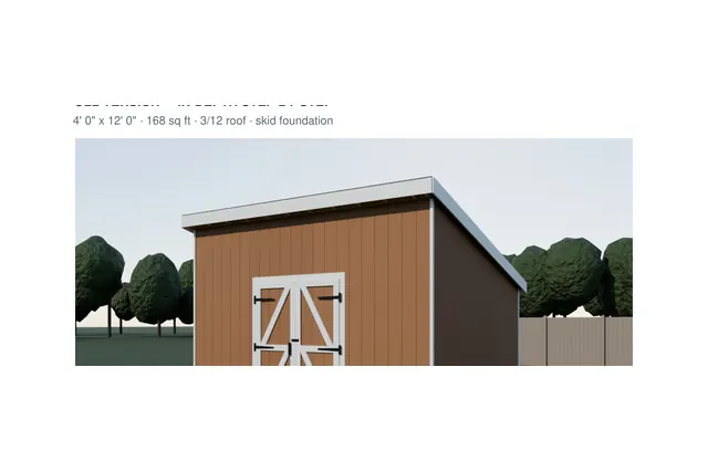 12×14 Lean-to shed plan, 3D view