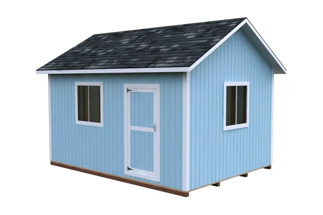 12×16 Gable V1 shed plan, 3D view