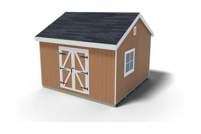 14×14 Gable shed plan, 3D view