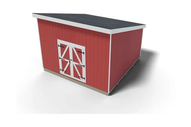 14×14 Lean-to shed plan, 3D view