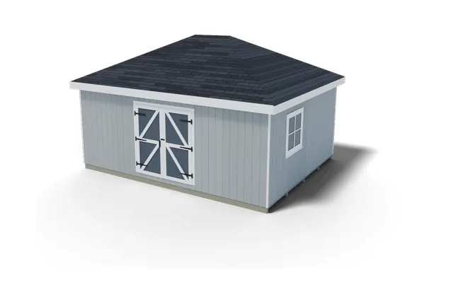 16×20 Hip Roof shed plan, 3D view