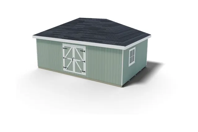 16×24 Hip Roof shed plan, 3D view