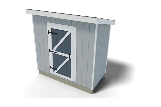 4×8 Lean-to shed plan, 3D view