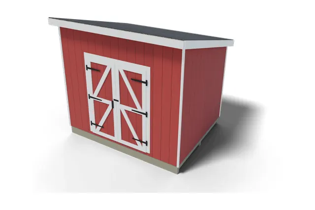8×10 Lean-to shed plan, 3D view