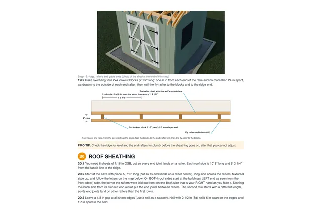 10×10 Gable shed plan: roof rafters drawing