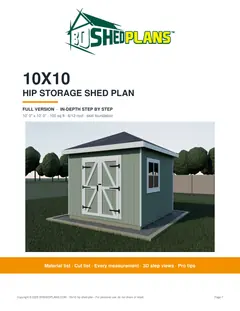 Cover page of the 10x10 Hip Roof Shed Plan