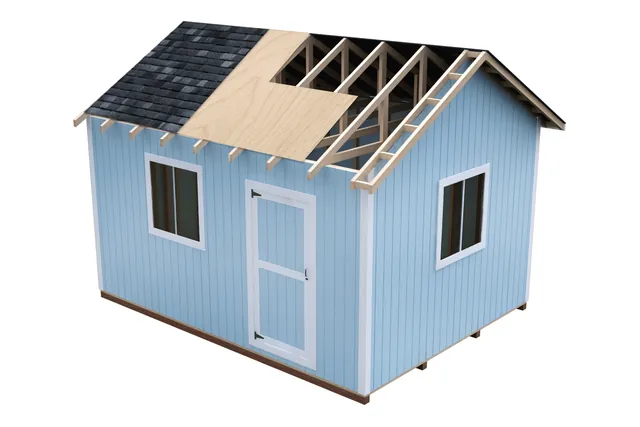 12×16 Gable V1 shed plan: roof rafters drawing